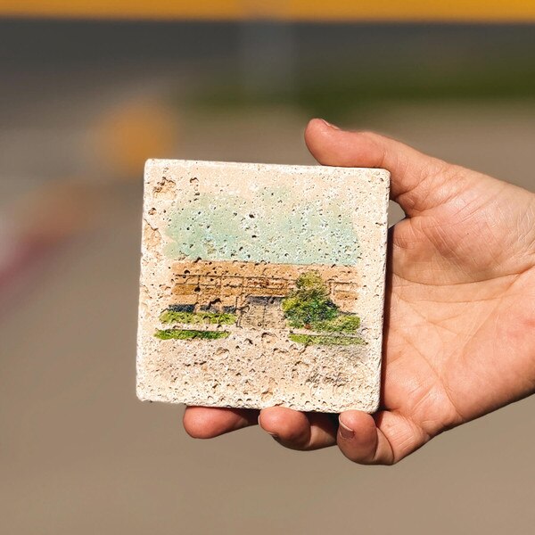 Stoneworx Hilton Coliseum Stone Coaster front